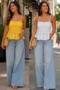 Crochet Lace Peplum Camisole Top