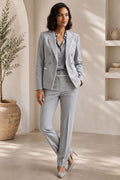 Light Gray Tailored Cotton Blend Suit