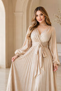 Champagne Grace Pleated Dress