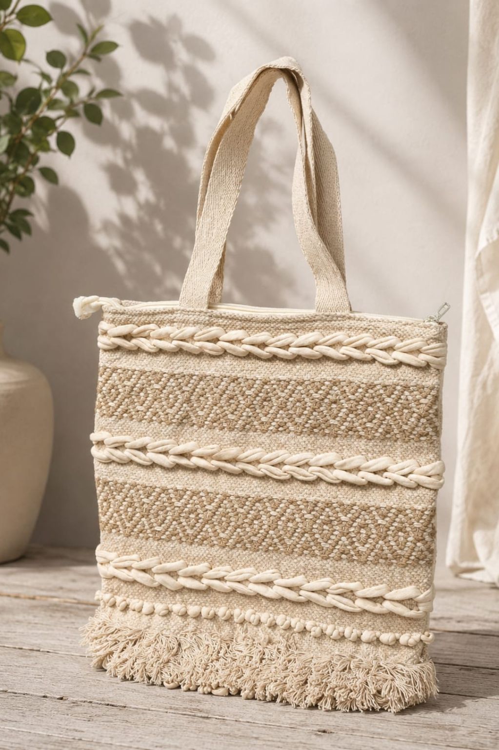 Coastal Breeze Woven Tote Bag