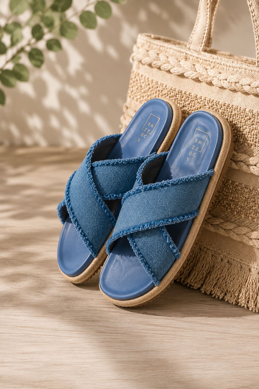 Coastal Denim Slide Sandals