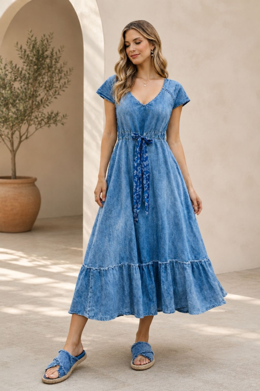 Denim Breeze Midi Dress