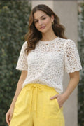 Ivory Crochet Bloom Top