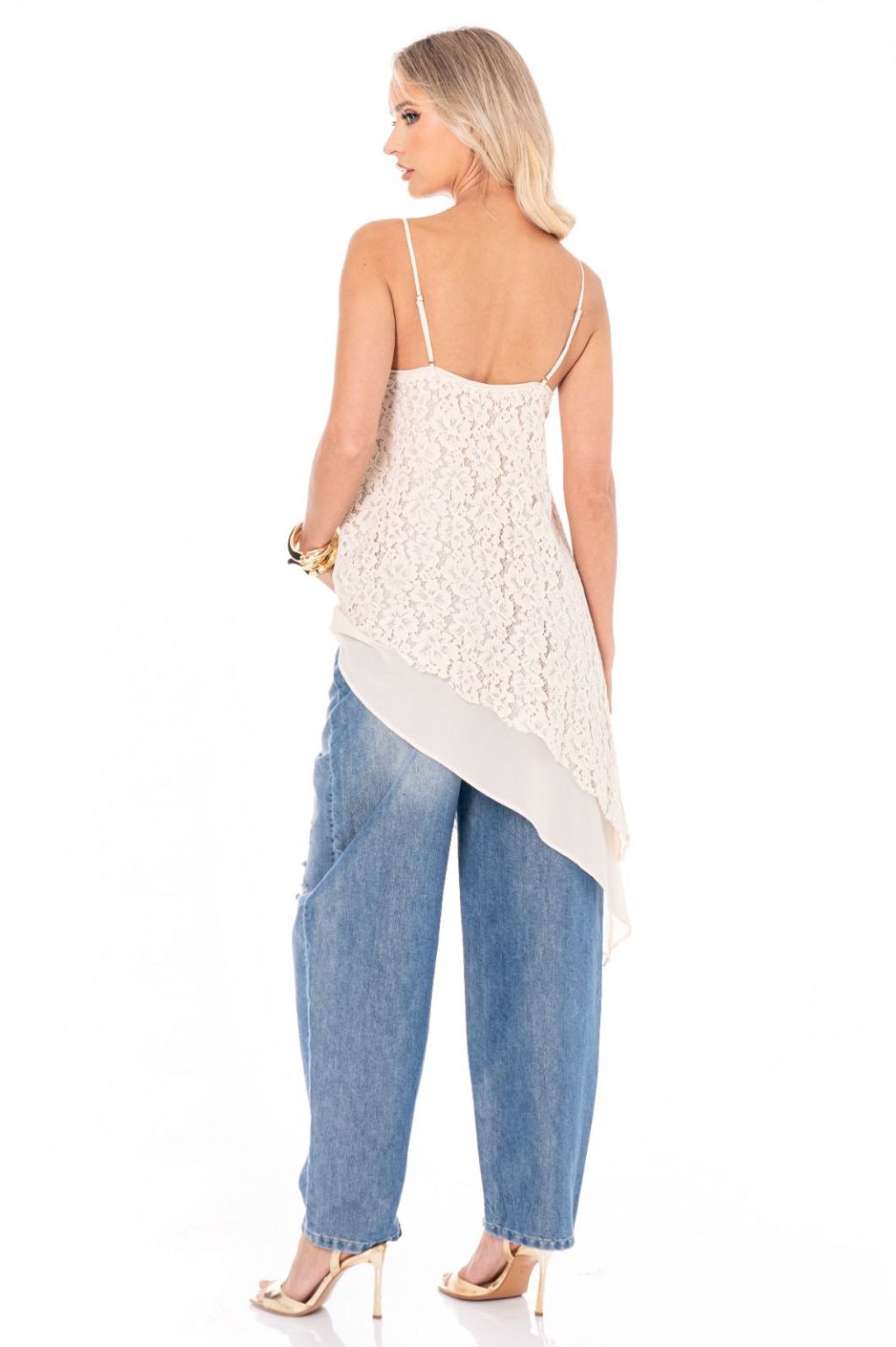 Ivory Lace Asymmetrical Cami Top