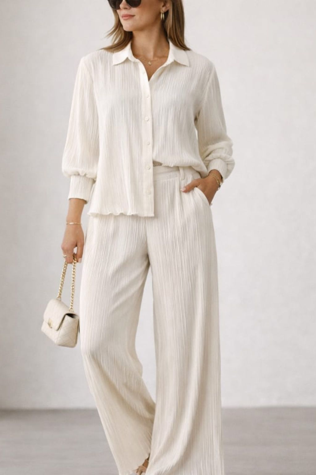 Ivory Pleated Set