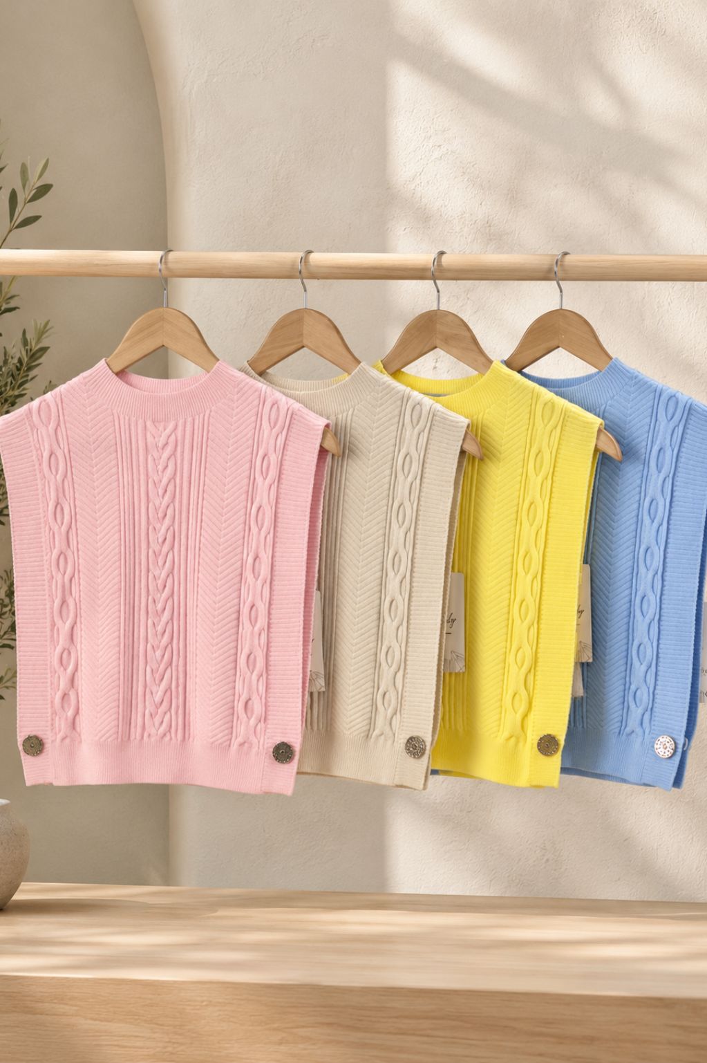 Pastel Cable Knit Sweater Vest