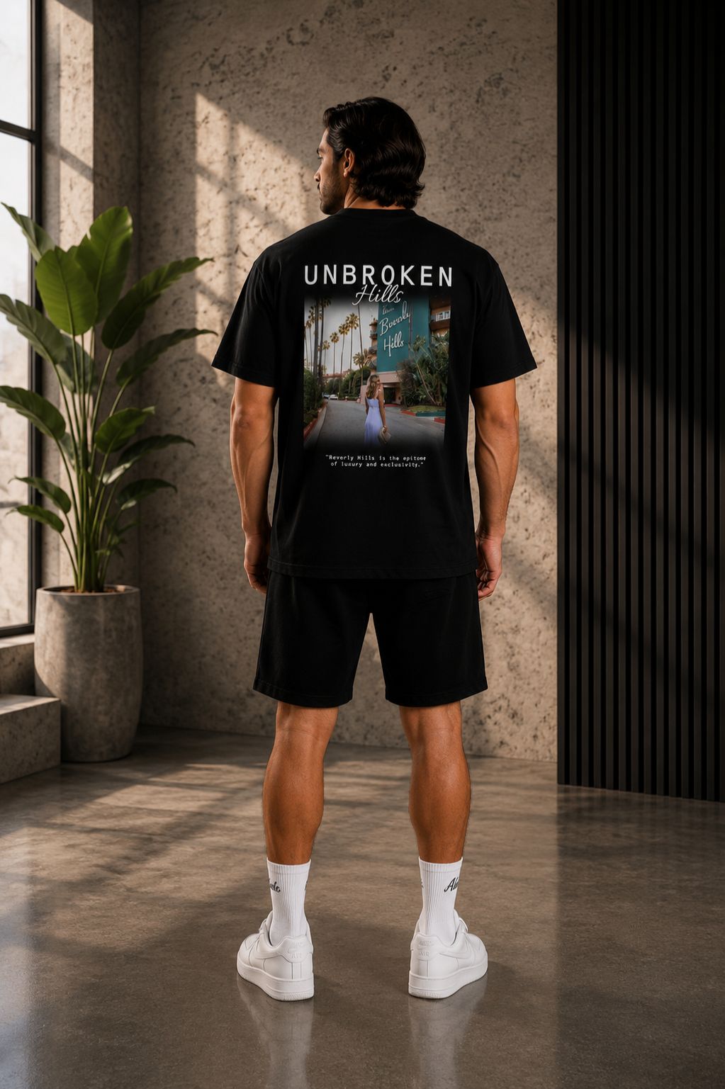 UNBROKEN 90210 Graphic Tee for Men – Black Streetwear T-Shirt