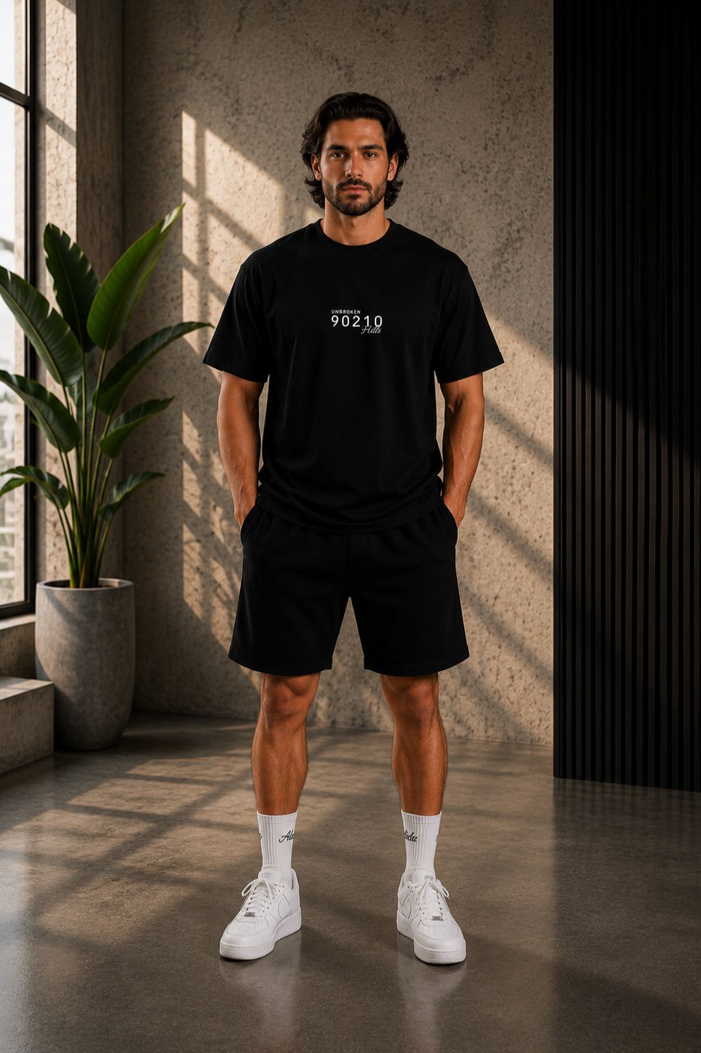 UNBROKEN 90210 Graphic Tee for Men – Black Streetwear T-Shirt