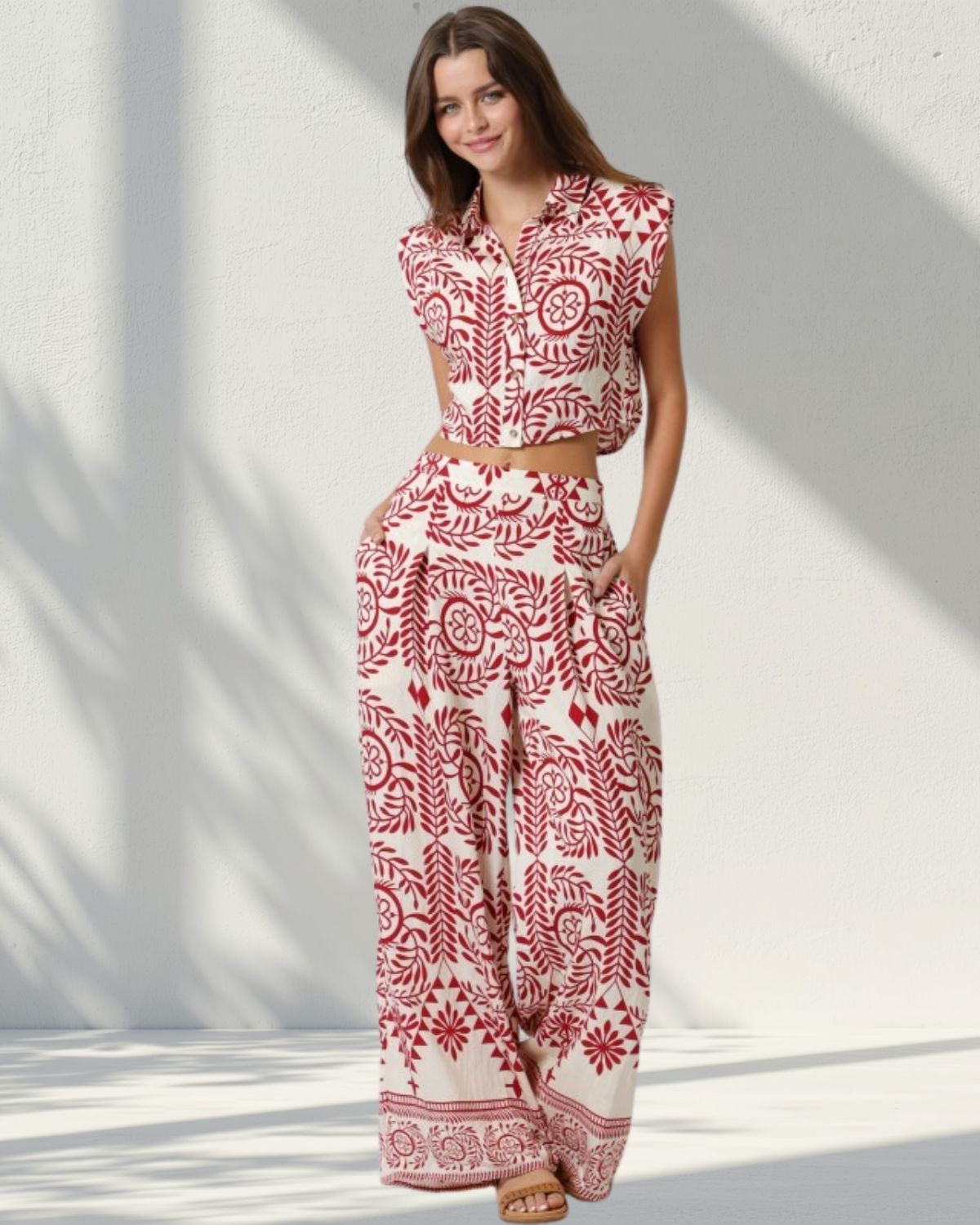 Printed Linen Two Piece Set – Effortless & Statement